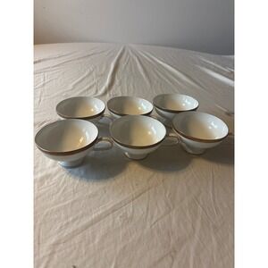 Treasure Chest Tea Cups Set 6 White Gold Greek Key Germany Footed China